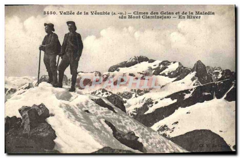 Postcard Old Mountain Valley of Vesubie Peaks of Gelas and Maledia Mount Ciam...