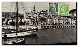 Old Postcard Menton Old Town Boat