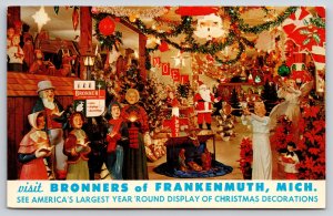 Frankenmuth Michigan~Bronners Year Round Christmas Display~Vintage Postcard