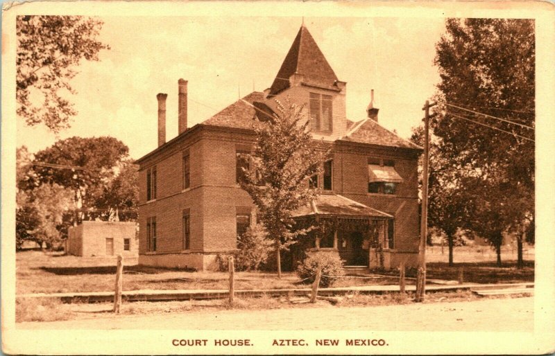 Vtg Postal Albertype Co - Aztec Nuevo México NM San Juan County Tribunal Casa