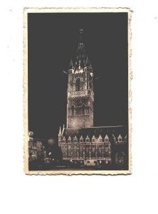 Night View, Church, Belfort, Gand, Belgium,