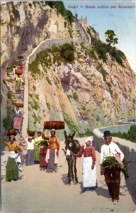Postcard Italy - Capri - Ancient Staircase to Anacapri