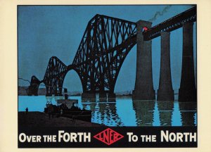 LNER Forth Bridge Railway Old Travel Transport Advertising Postcard