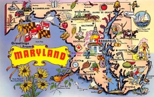 Greetings from Maryland USA Map Unused 