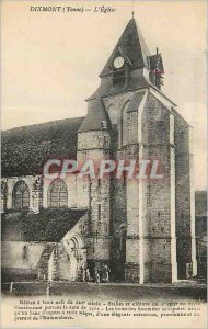 Postcard Old Dixmont (Yonne) Church buildings three naves of the thirteenth C...