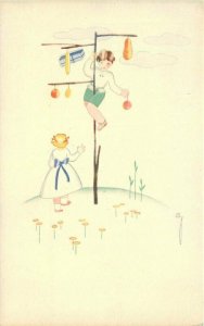 Artist  Impression 1930s Children Presents Tree Postcard 21-4235