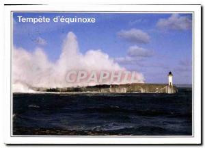 Postcard Modern Storm Equinox By what cold Oceans Lighthouse