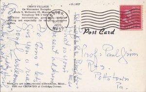 Postcard Chin's Village Wellesley MA 1955