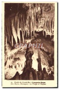 Old Postcard Laugerie Lower Cave of the Big Rock and Virgin & # 39enfant Preh...