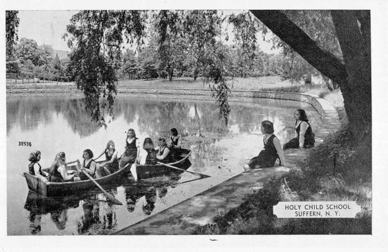 Suffern New York Holy Child School Row Boats Antique Postcard K89378