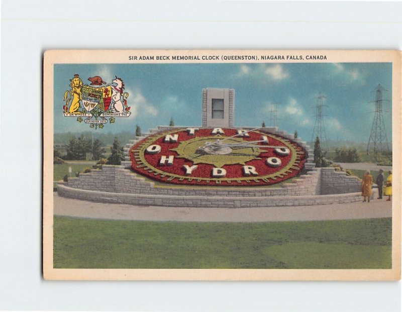 Postcard Sir Adam Beck Memorial Clock (Queenston), Niagara Falls, Canada