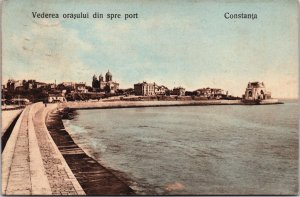 Romania Constanta Vederea orasului dinspre port Constanța Vintage Postcard C100