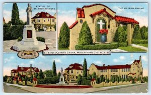ATLANTIC CITY, NJ New Jersey ~ ST. PETERS CATHOLIC CHURCH c1940s Linen  Postcard