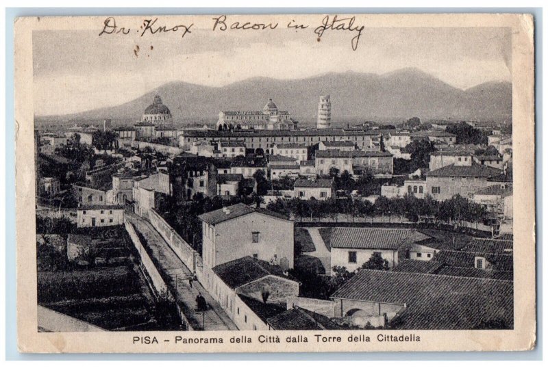 Pisa Tuscany Italy Postcard Panorama Of The City From The Citadel Tower c1920's