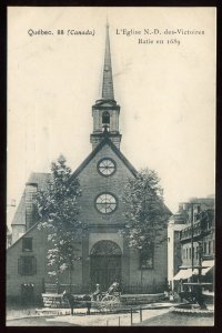 h2476 - QUEBEC CITY Postcard 1900s Notre Dame des Victoires Church. Calache