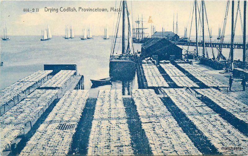C-1905 Sailboats Drying Codfish Provincetown Massachusetts Blanchard 8891