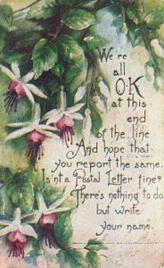 1911 We're All Okay At This End Of The Line Remembrance Letter Vintage Postcard