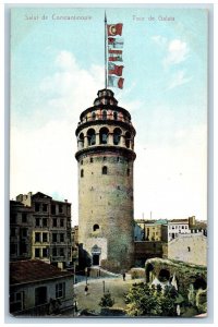 Istanbul Turkey Postcard Salvation From Constantinople Galata Tower c1910