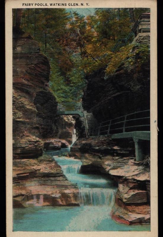 Watkins Glen NY Lorain OH Fairy Pools Santway Photo Craft Tichnor Postcard B05