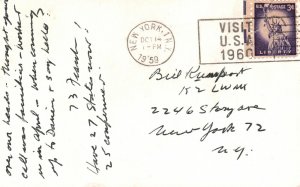 Vintage Postcard 1959 KN1JZU Frank Phillips 14 Seagate Road Darien Connecticut