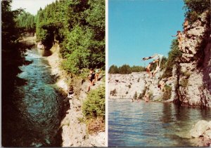 Elora Gorge Elora Ontario People Diving Cliffs Unused Continental Postcard C10