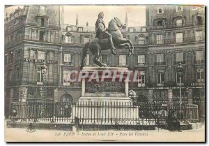 Old Postcard Paris Statue of Louis XIV Square Víctores