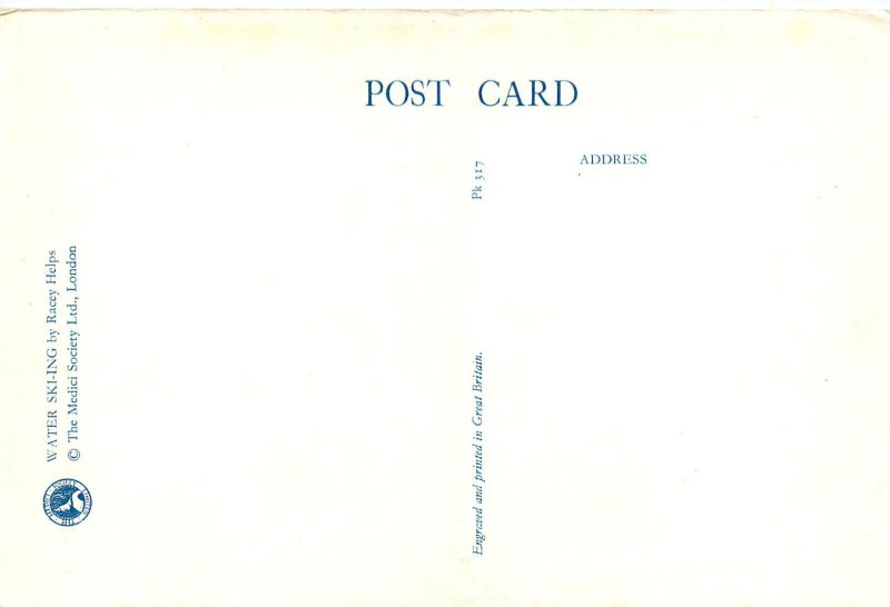 Medici Postcard Racy Helps PK317 Dressed Animals Water Skiing