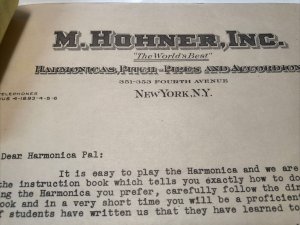 1890s HOHNER HARMONICAS Pitch Pipe Accordian New York Letterhead Paper Ads