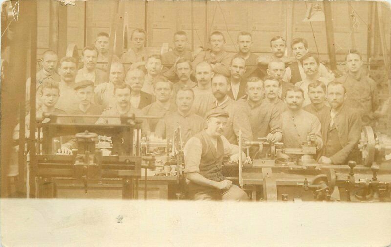 C-1910 Germany Lathe Machine Shop Interior Occupation RPPC Photo Postcard 97\31