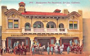 San Jose CA Fire Department Horse and Fire Equipment Postcard