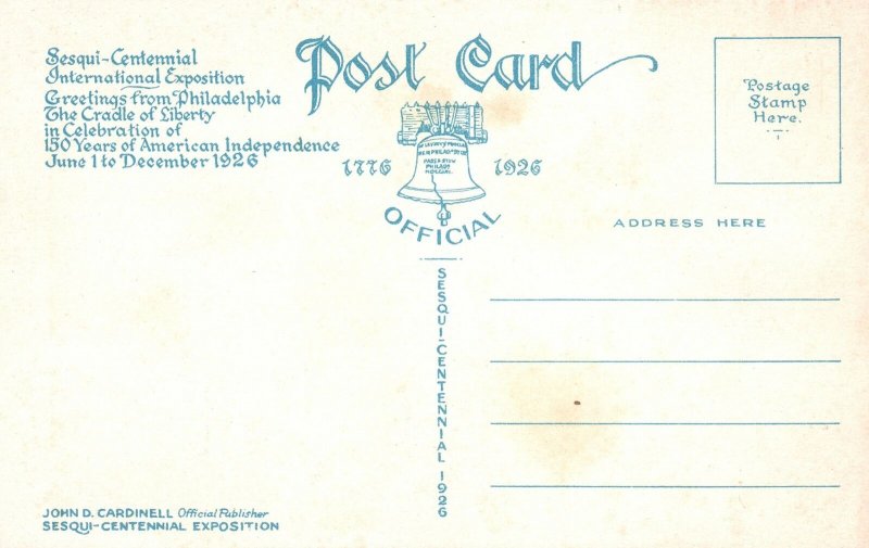Vintage Postcard Sesqui-Centennial International Exposition Philadelphia Penna