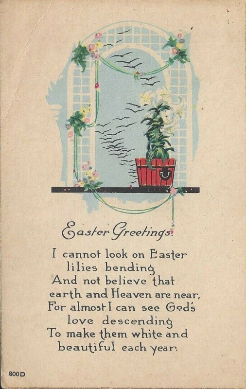 Easter Greetings Vintage Religous Easter Postcard  