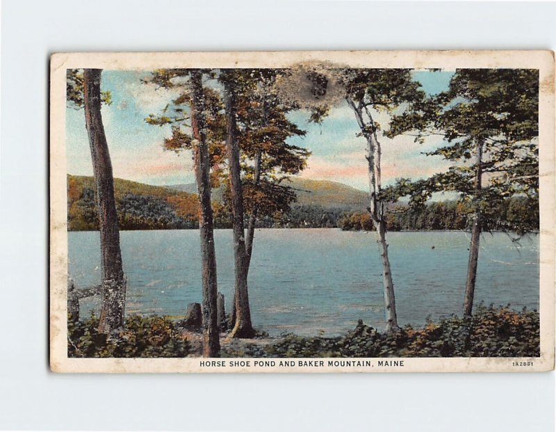 Postcard Horse Shoe Pond And Baker Mountain Maine USA