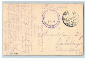 1914-18 WWI German Vailly Bomb Damage, Feldpost Military Markings Postcard P20 