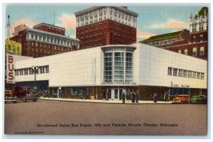 c1940 Greyhound Union Bus Depot Farnam Street Omaha Nebraska NE Vintage Postcard