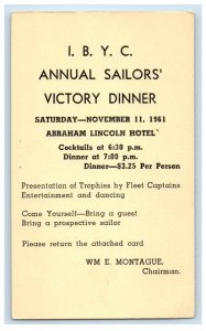 1961 IBYC Sailors Dinner Abraham Lincoln Hotel Advertising Springfield Postcard
