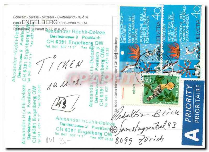 Postcard Modern Switzerland Engelberg Restaurant Fluhmatt
