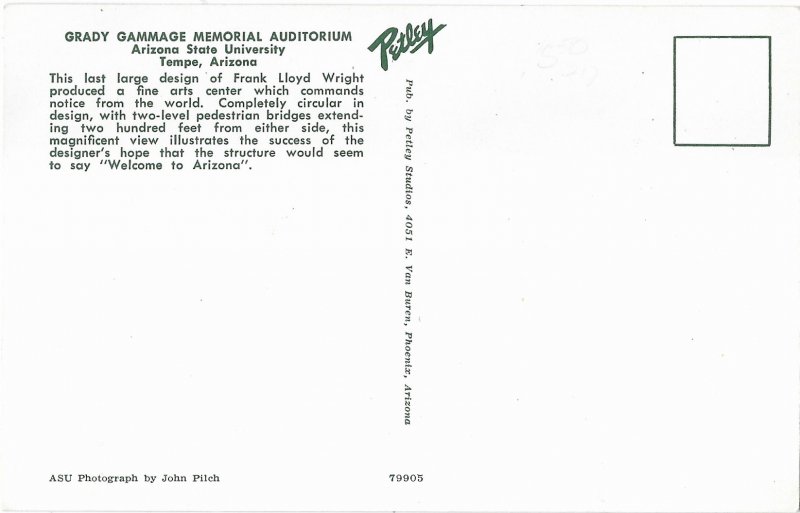 Grady Gammage Auditorium Designed by Frank Lloyd Wright Tempe Arizona