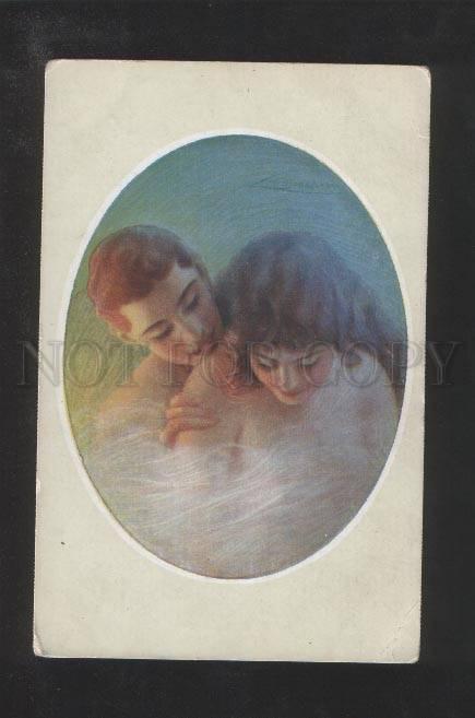 072928 Illuminated Lovers by GUERZONI old Glamour ART NOUVEAU