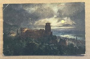 1934 USED POSTCARD - CASTLE BY MOONLIGHT, HEIDELBERG, GERMANY