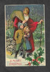 1907 Christmas Early Santa Claus Embossed Postcard!