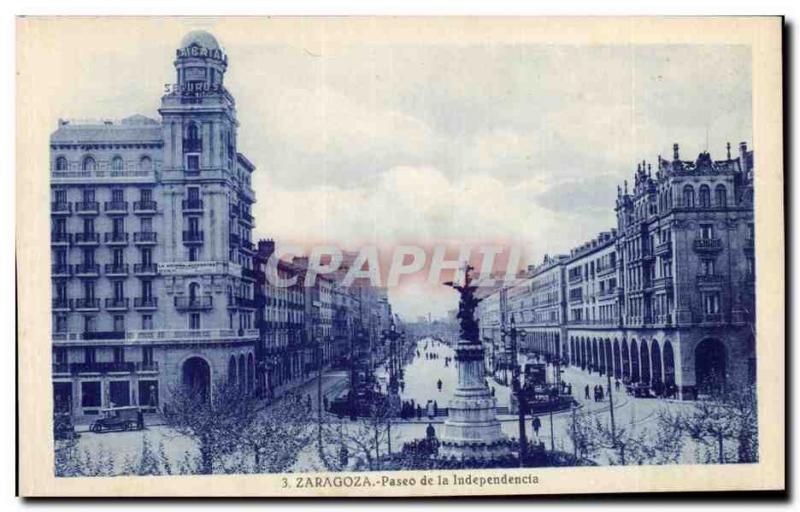 Old Postcard Zaragoza Paseo de la lndependencia