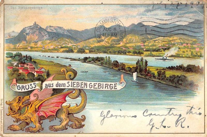 Siebengebirge Germany Scenic View Gruss aus Antique Postcard J42106