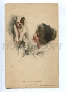 245147 Lady ENGLISH BULLDOG Puppy by Harrison FISHER old #385 