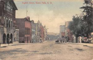 Sioux Falls South Dakota Eighth Street Scene Antique Postcard K82265