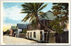 VINTAGE POSTCARD OLDEST HOUSE IN U.S. AT ST. FRANCIS STREET ST. AUGUSTINE 1920