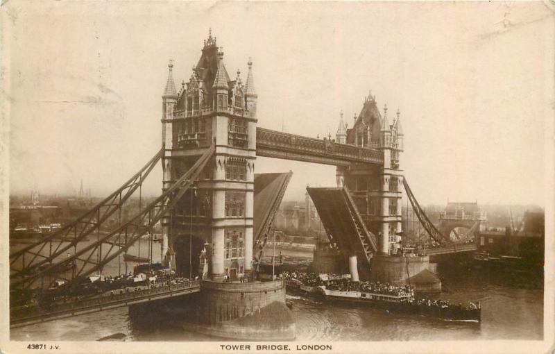 Real photo postcards Thames navigation 1930s Towers Bridge ships