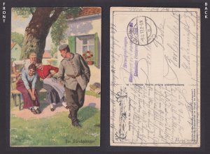 Vintage postcard GERMANY WWI Humor - Unexploded ordnance - Feldpost Mw.Kp. 28