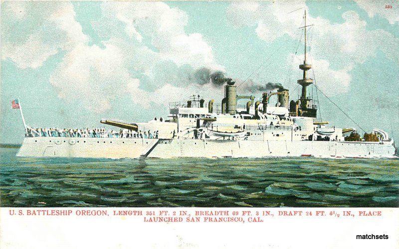 Bossleman US Battleship Oregon C-1905 Great White Fleet Military Navy 10654