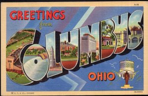 Ohio Large Letter - MultiView - Greetings from COLUMBUS - pm1943 - LINEN